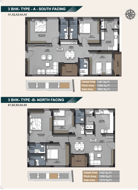Southern Raj Elites - 3 BHK Floor Plan Layout
