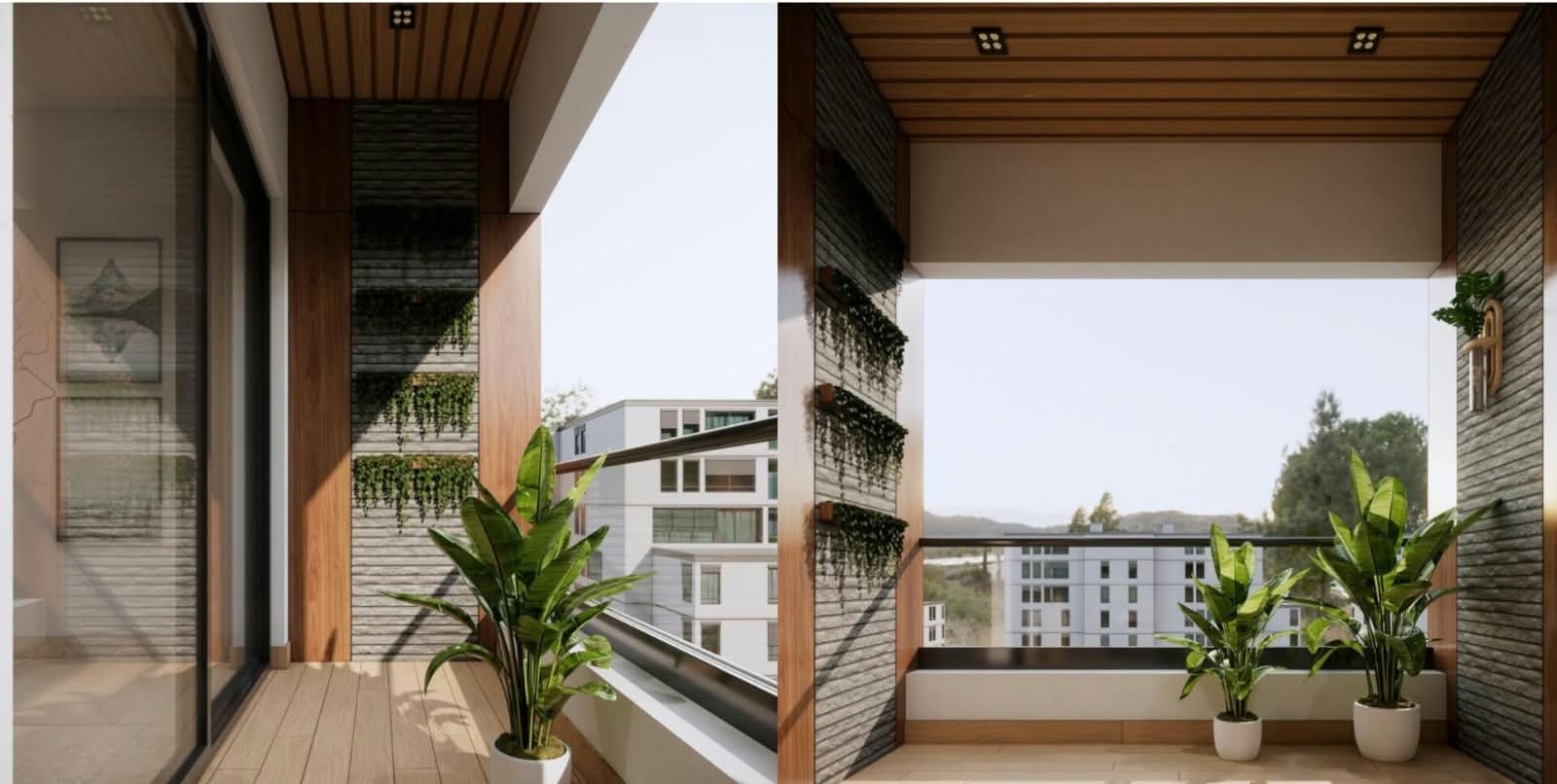 Design for Indoor-Outdoor Living - Luxury Balcony with Planters and Natural Light