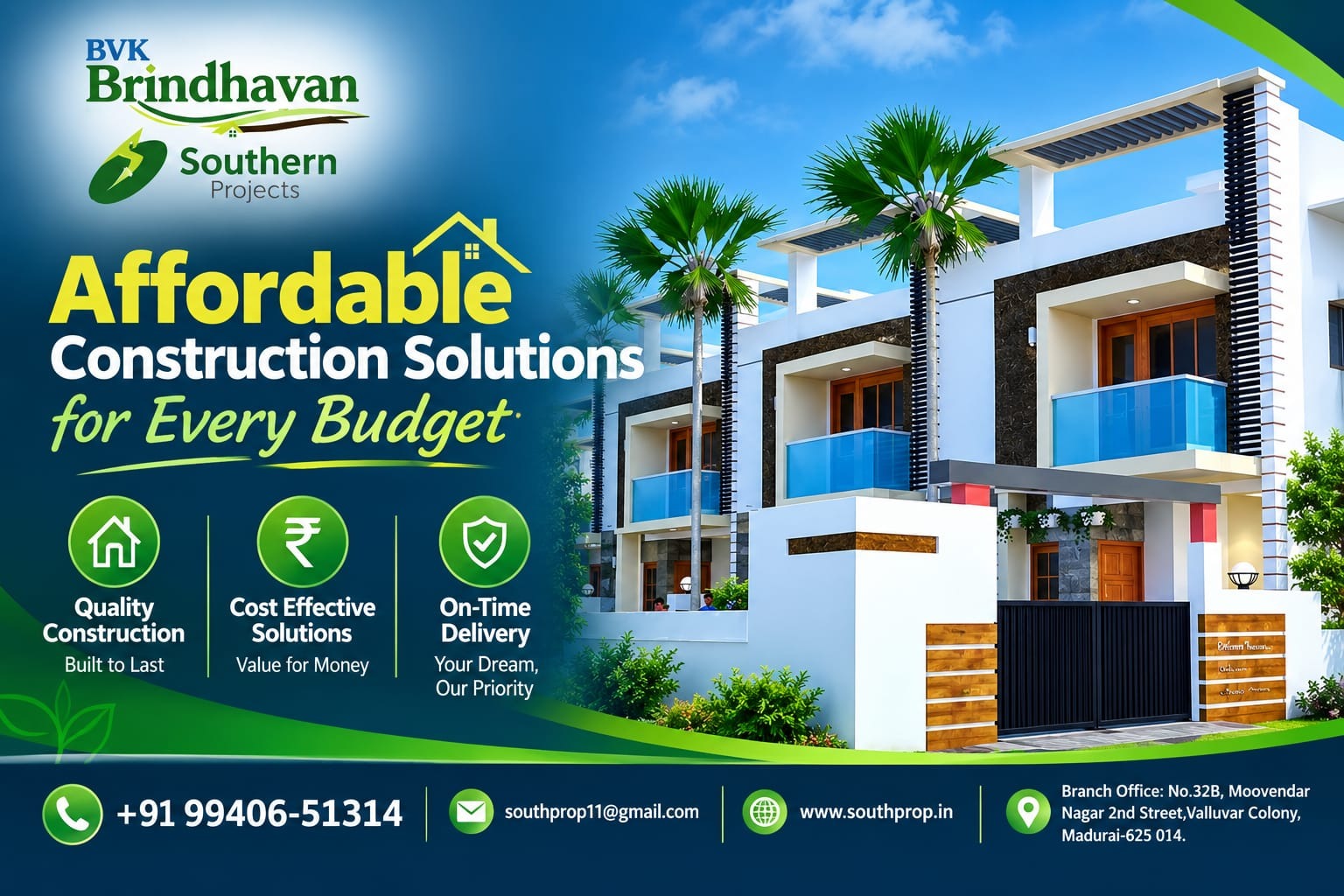 Affordable and Premium Home Construction Services in Madurai - Southern Properties